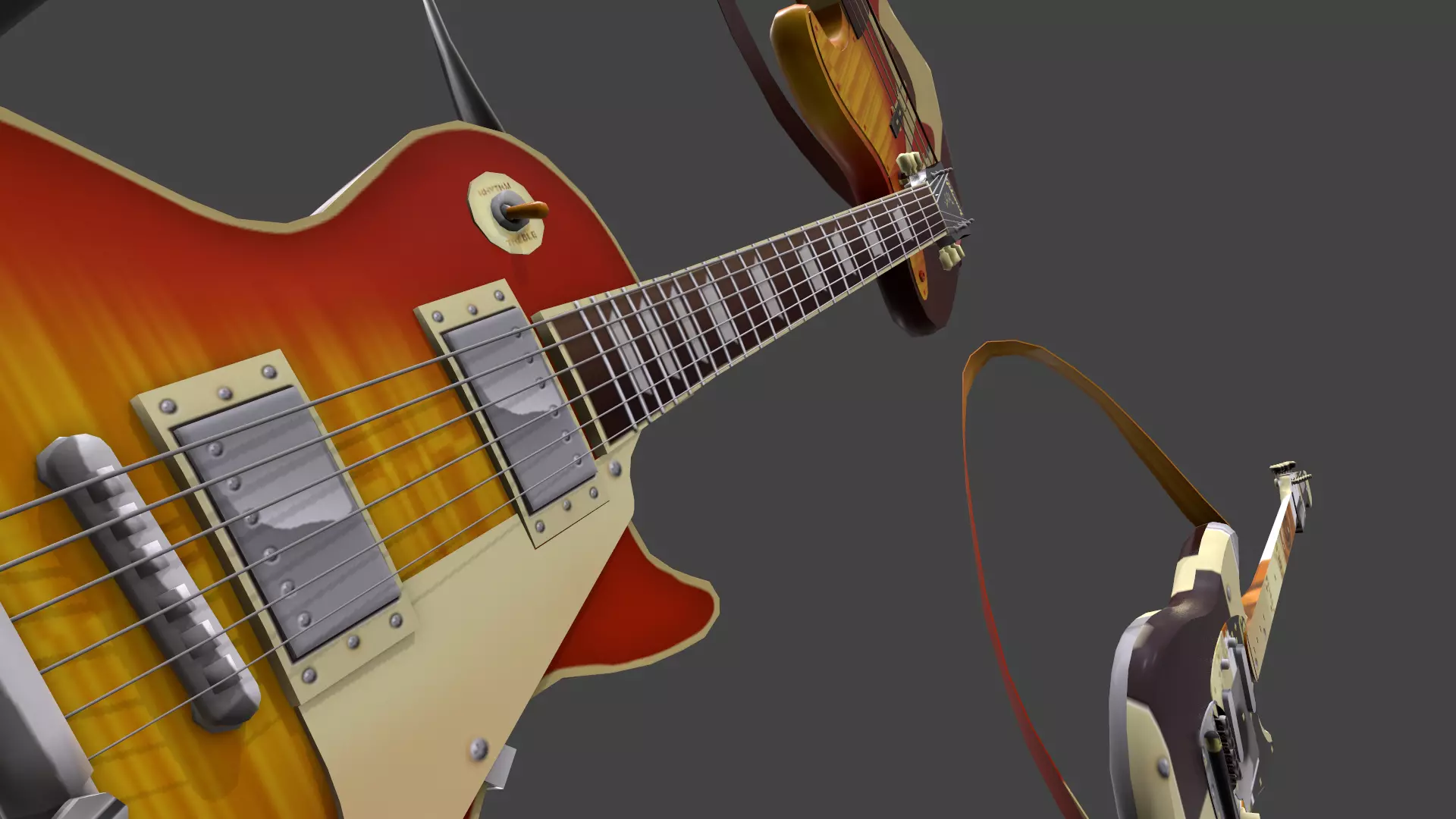 Guitar three guitars 3D model_0
