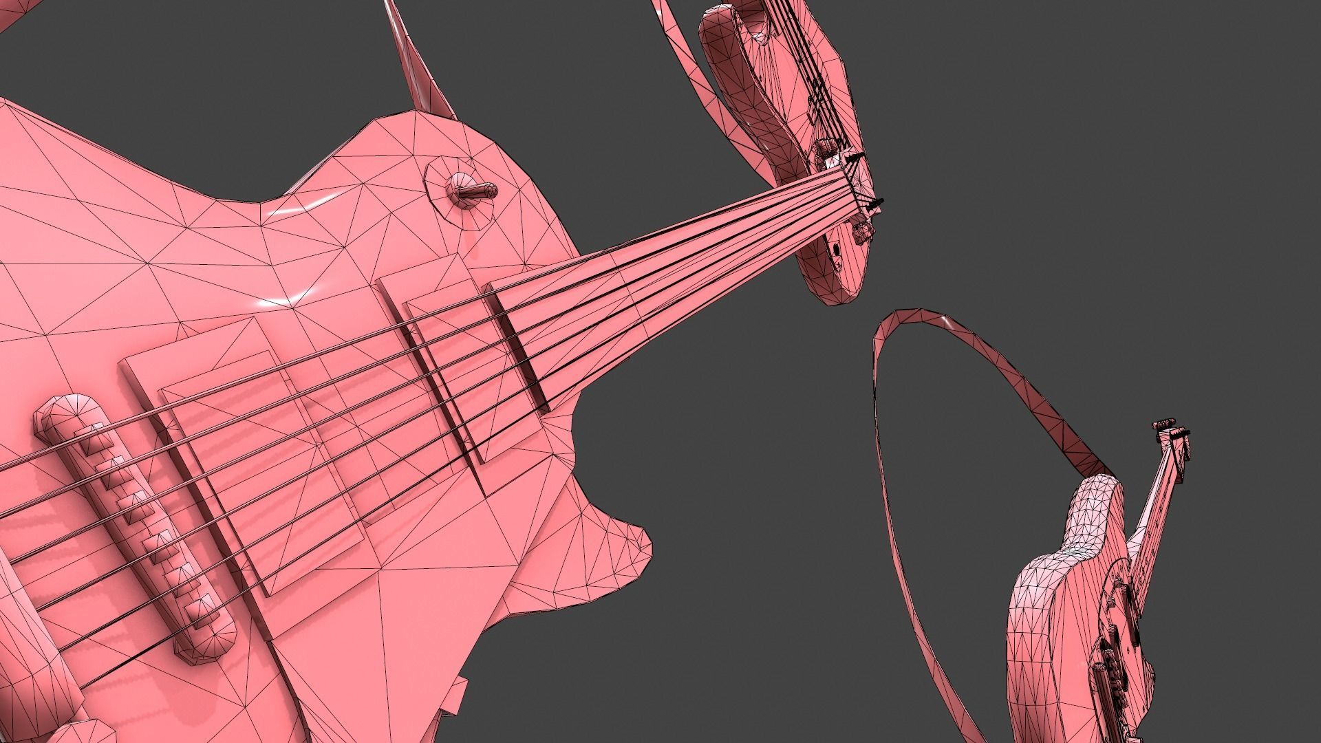 Guitar three guitars 3D model_7