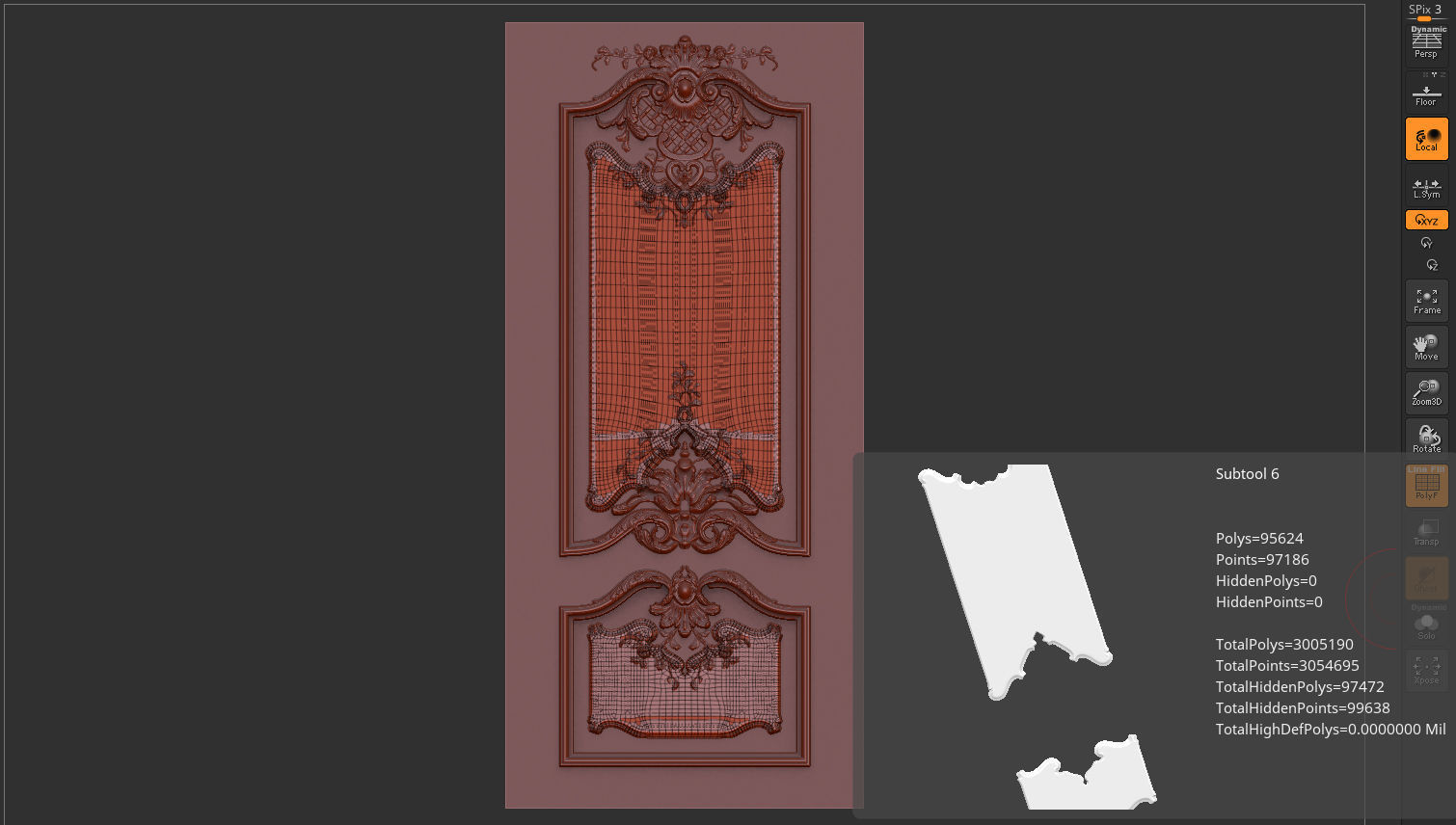 Doors decorated with carvings 3D print model_3