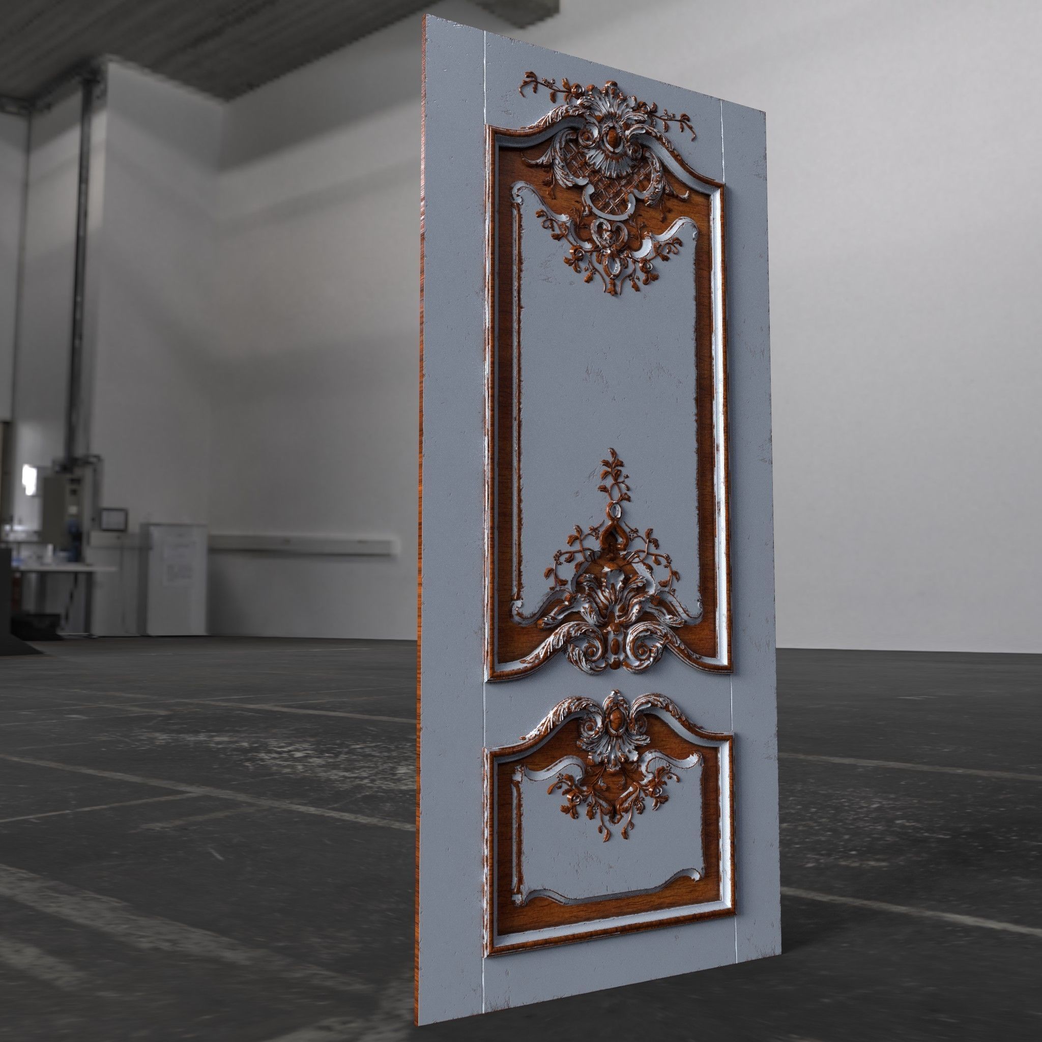 Doors decorated with carvings 3D print model_6
