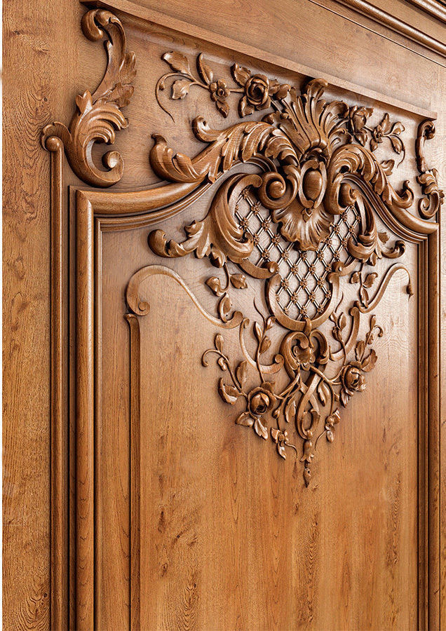 Doors decorated with carvings 3D print model_8