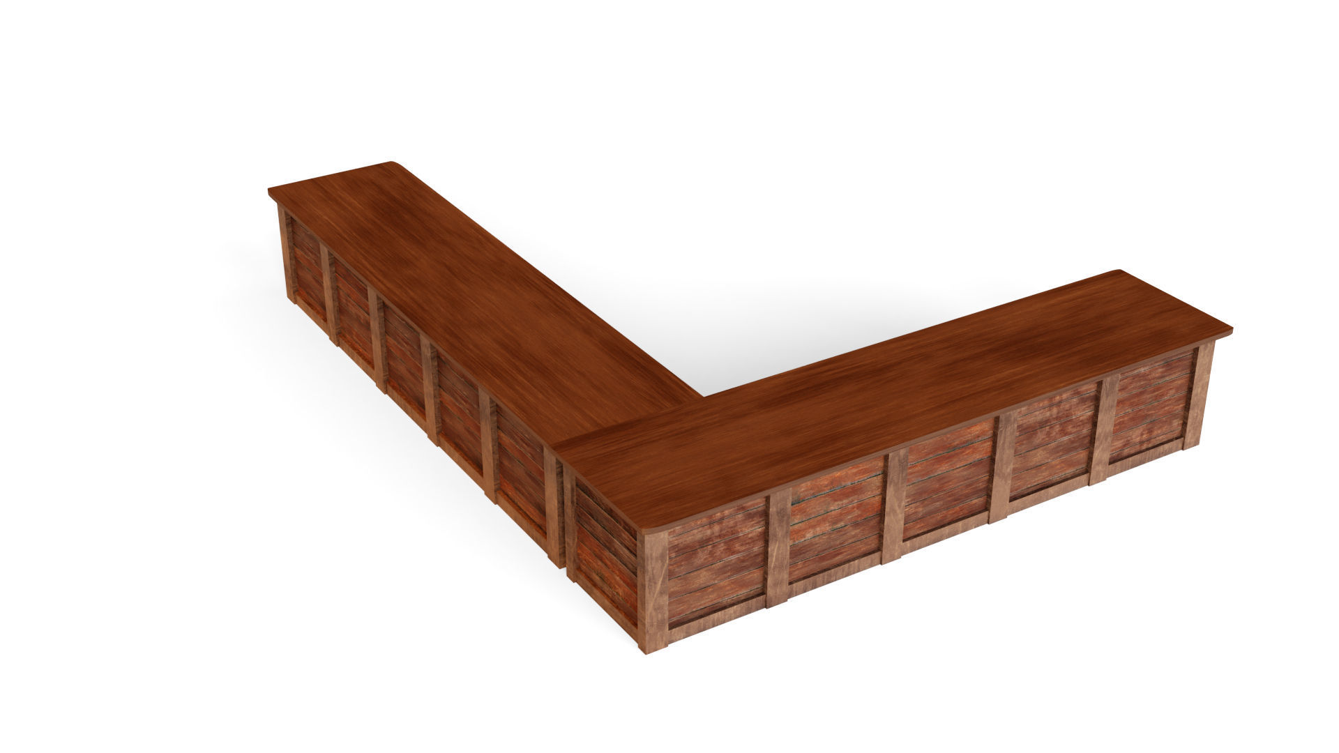 Middle age tavern balcony Low-poly 3D model_1