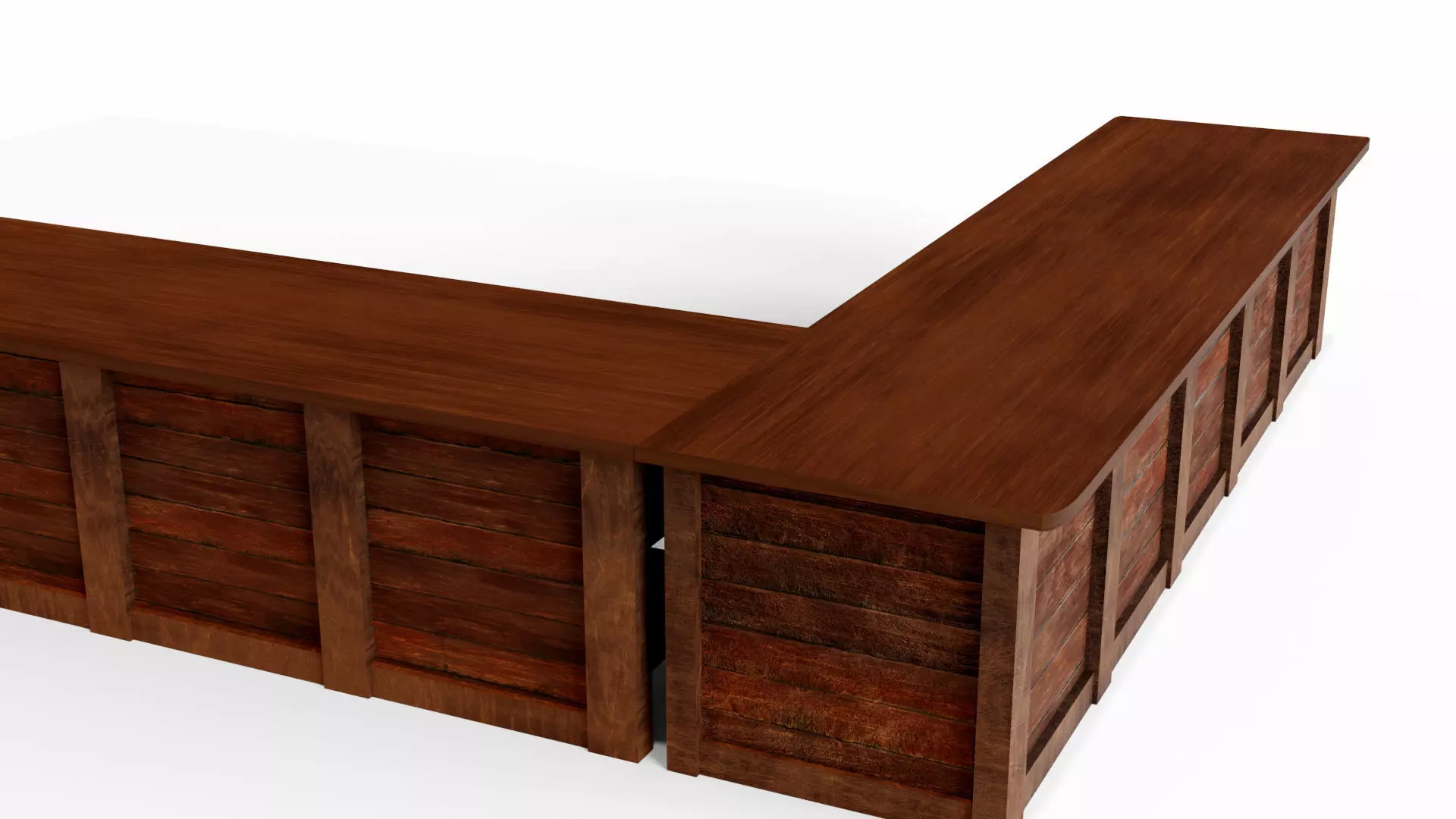 Middle age tavern balcony Low-poly 3D model_0