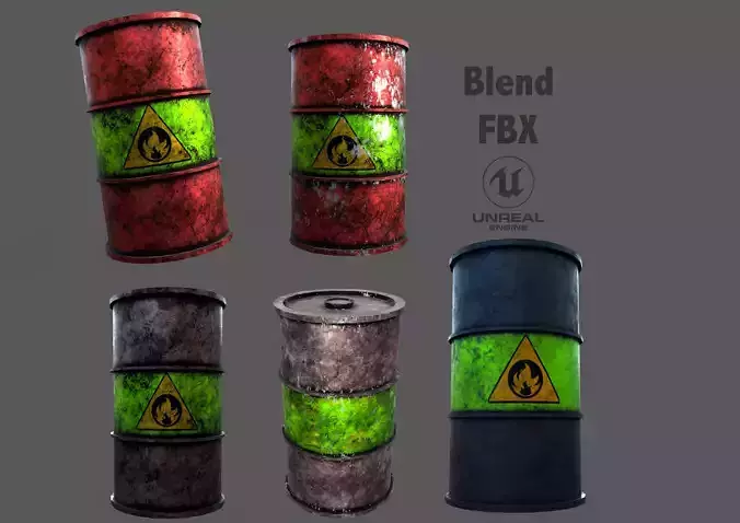 Oil Barrel Low-poly 3D model