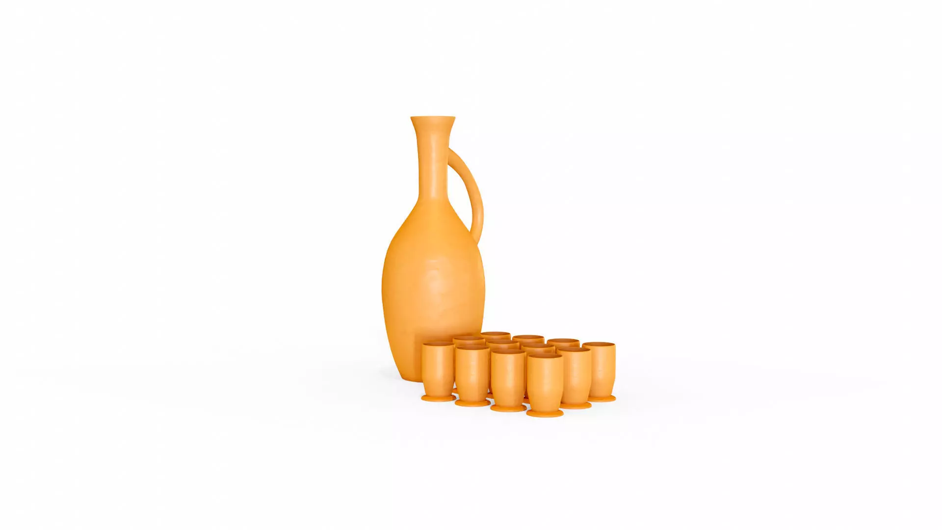 Middle age Jar and Cup Low-poly 3D model