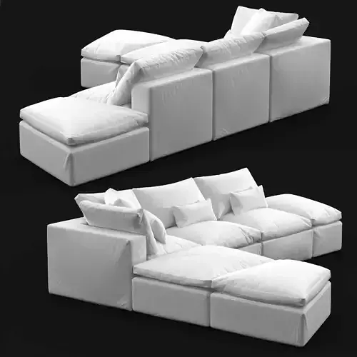 Custom made sectional sofa in white upholstery
