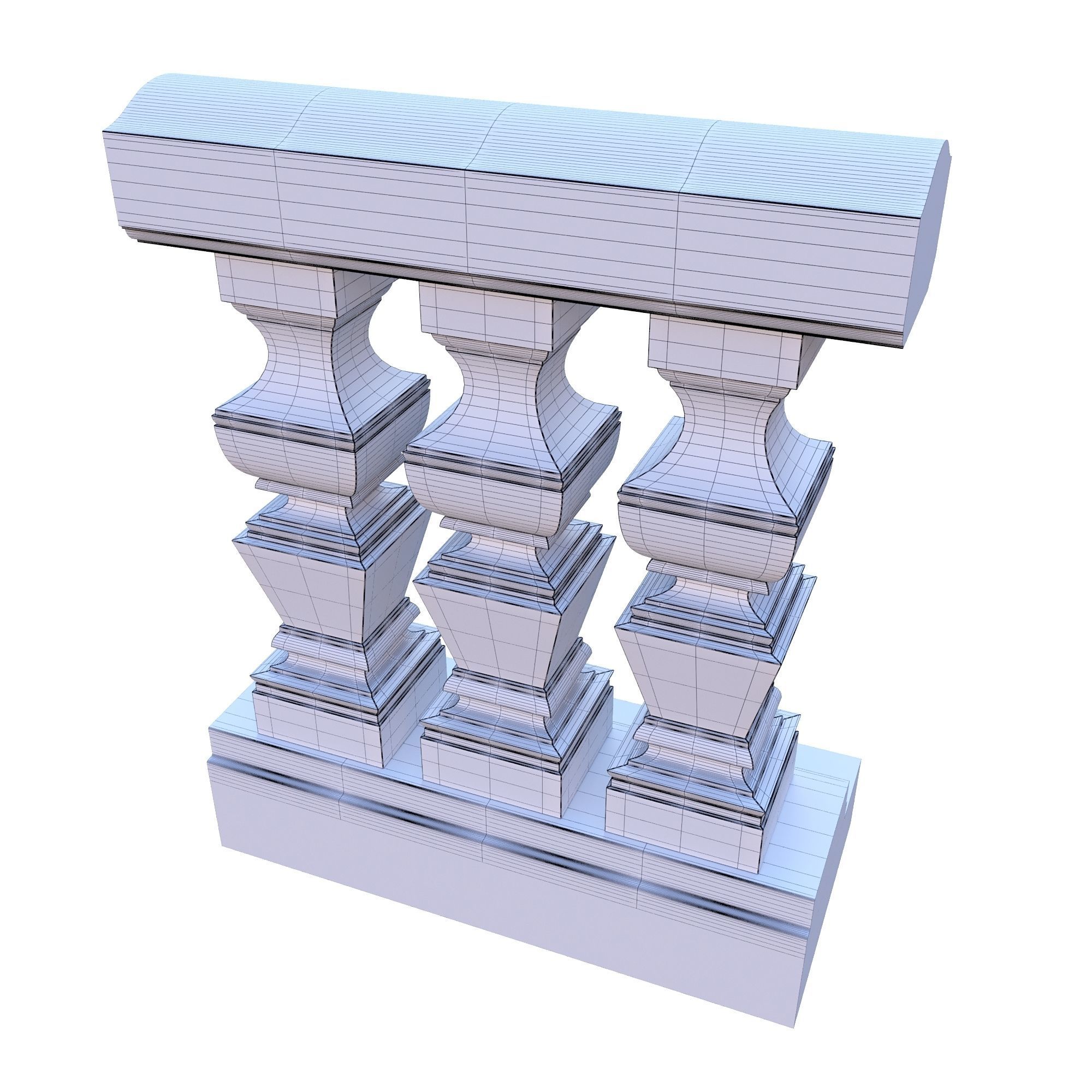 Stone balustrade 01 3D model_5