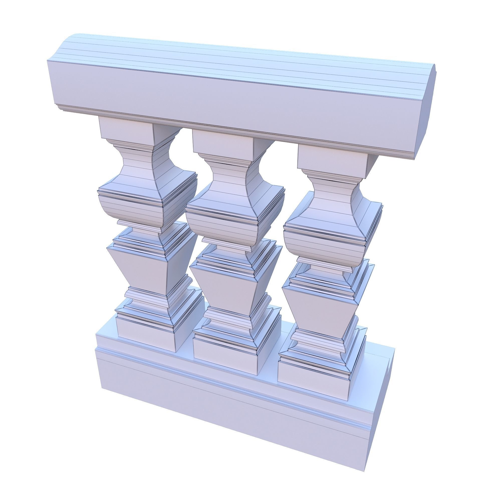 Stone balustrade 01 3D model_4