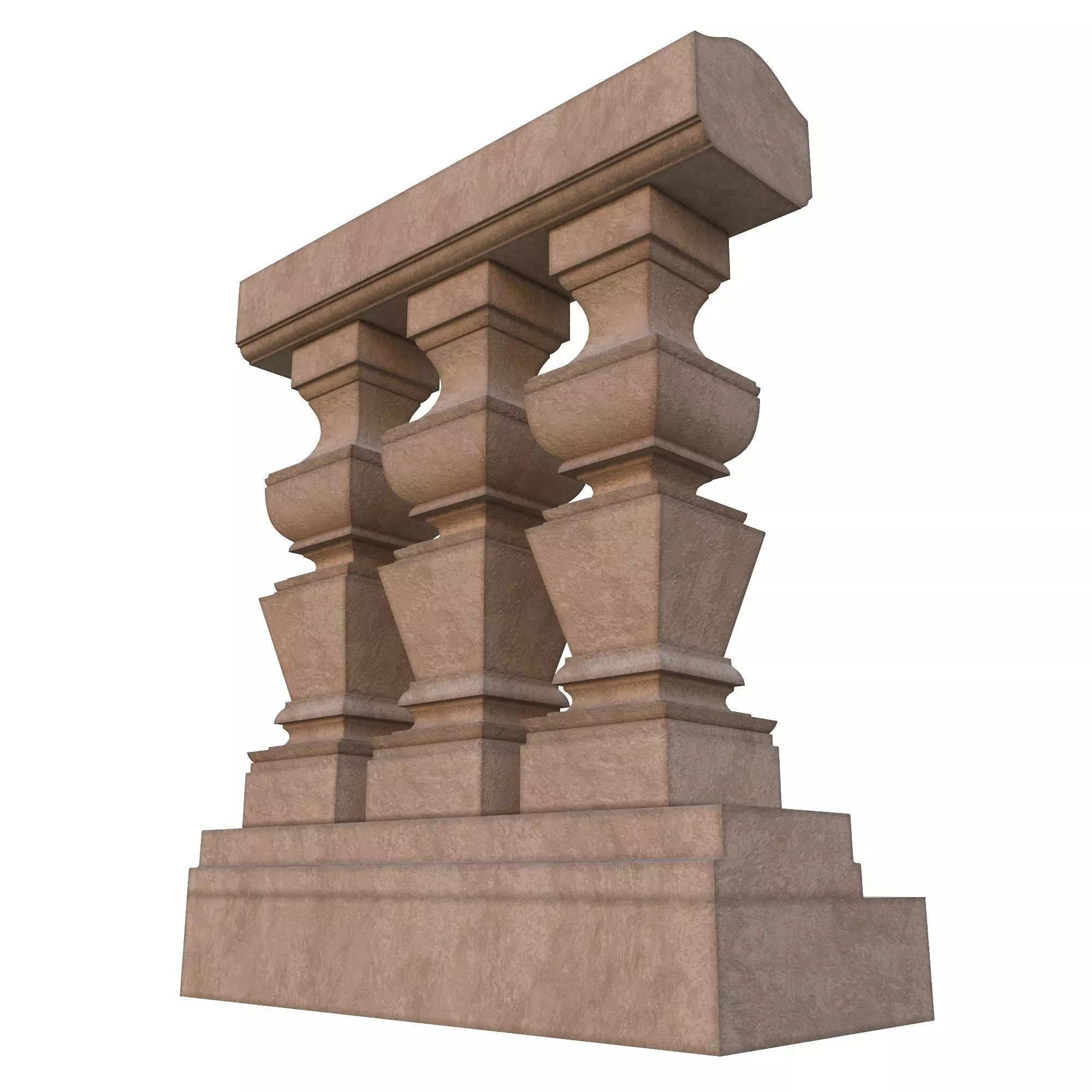 Stone balustrade 01 3D model_0