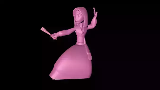 MULAN girl in dress holding sword