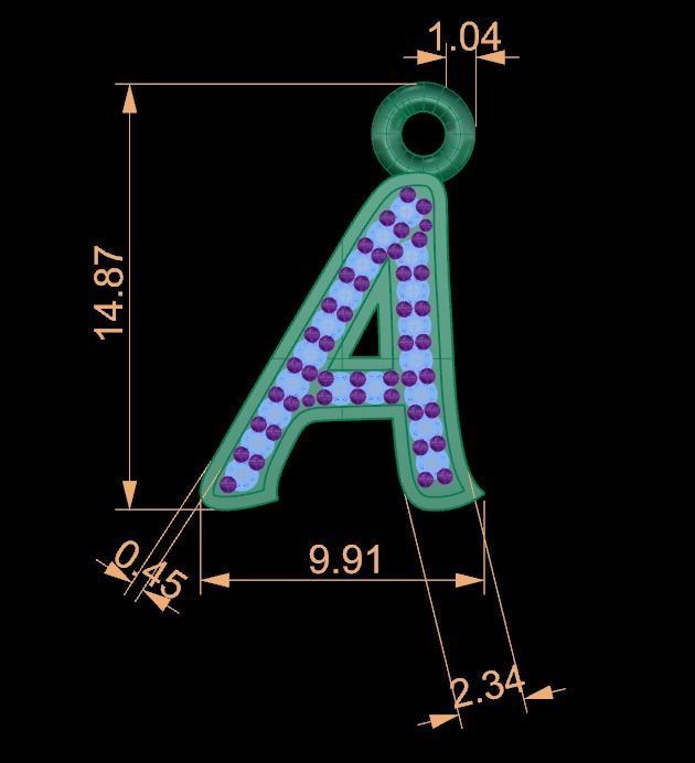 Alphabets Big A Letter Pendant 3D print model_1