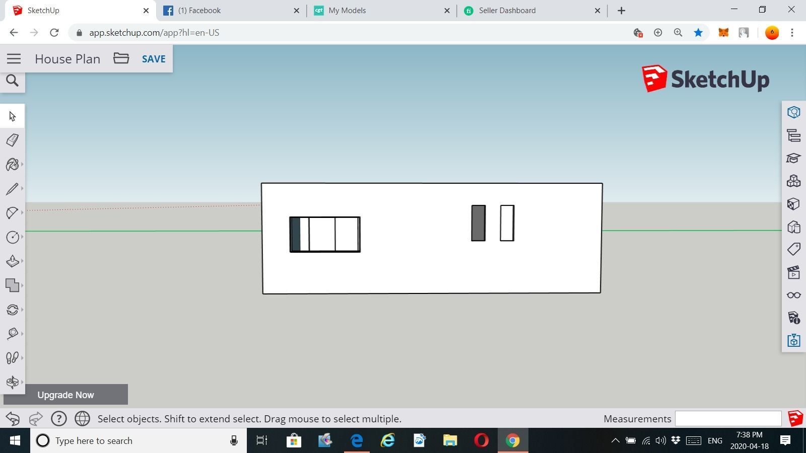 100 Sq meter House Plan 3D print model_3