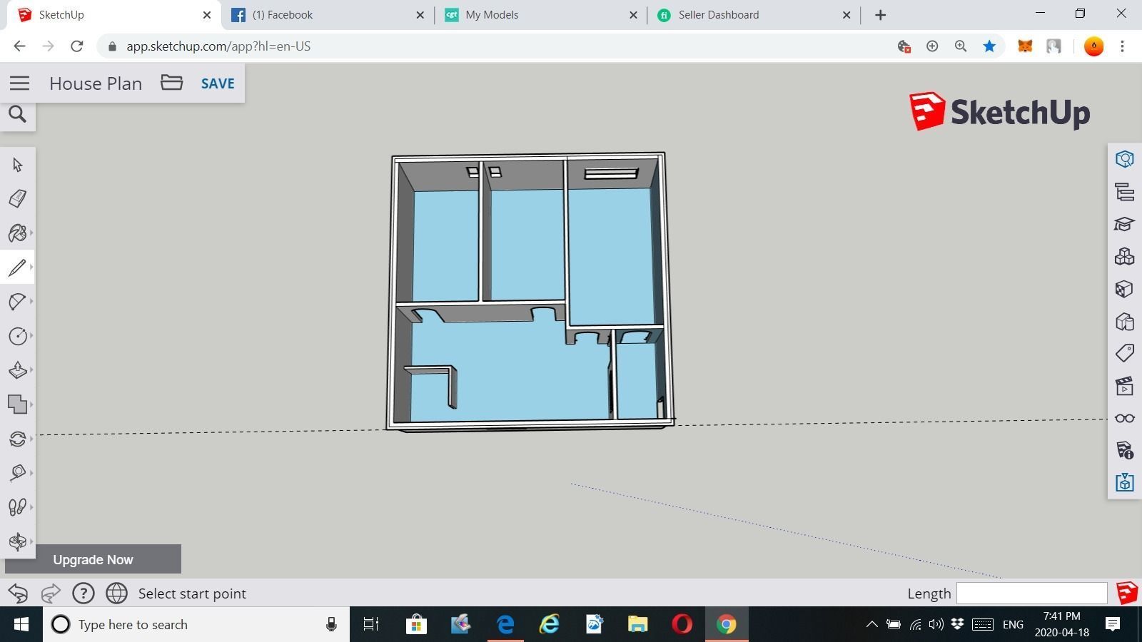 100 Sq meter House Plan 3D print model_7