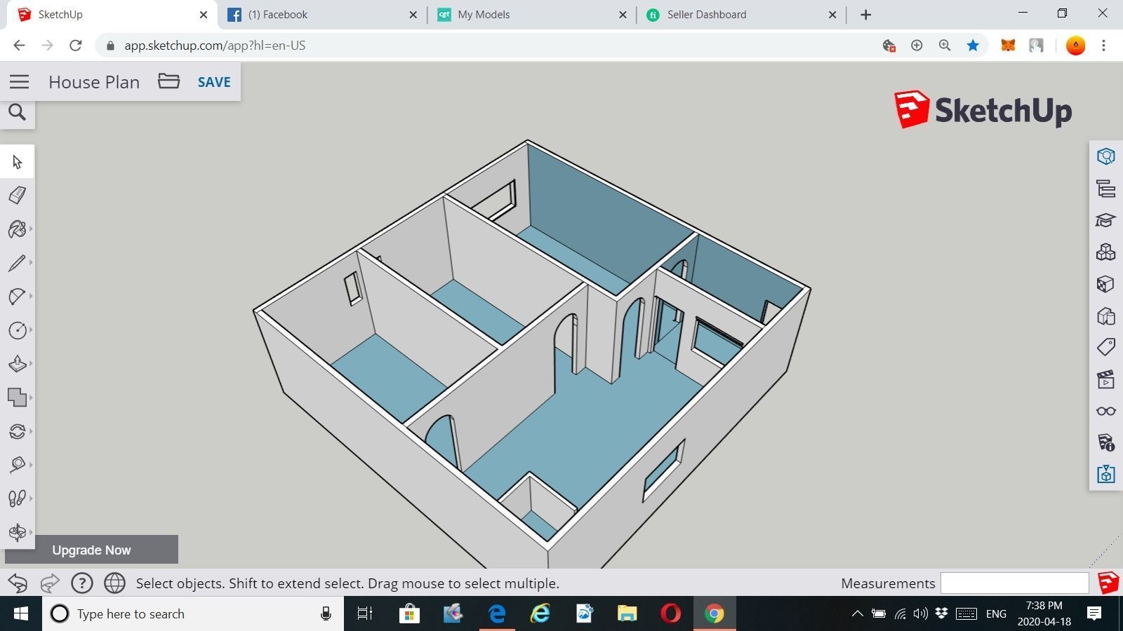 100 Sq meter House Plan 3D print model_5