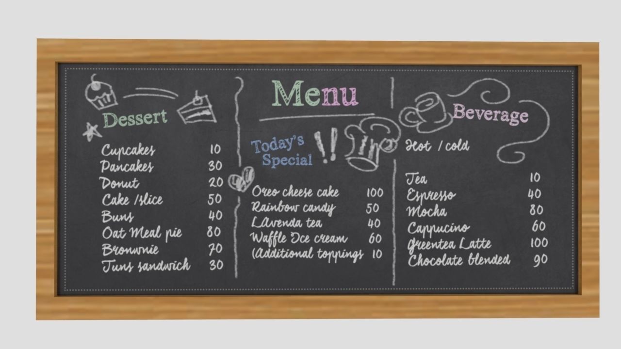 Menu board Low-poly 3D model_2