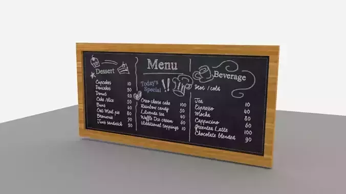 Menu board Low-poly 3D model
