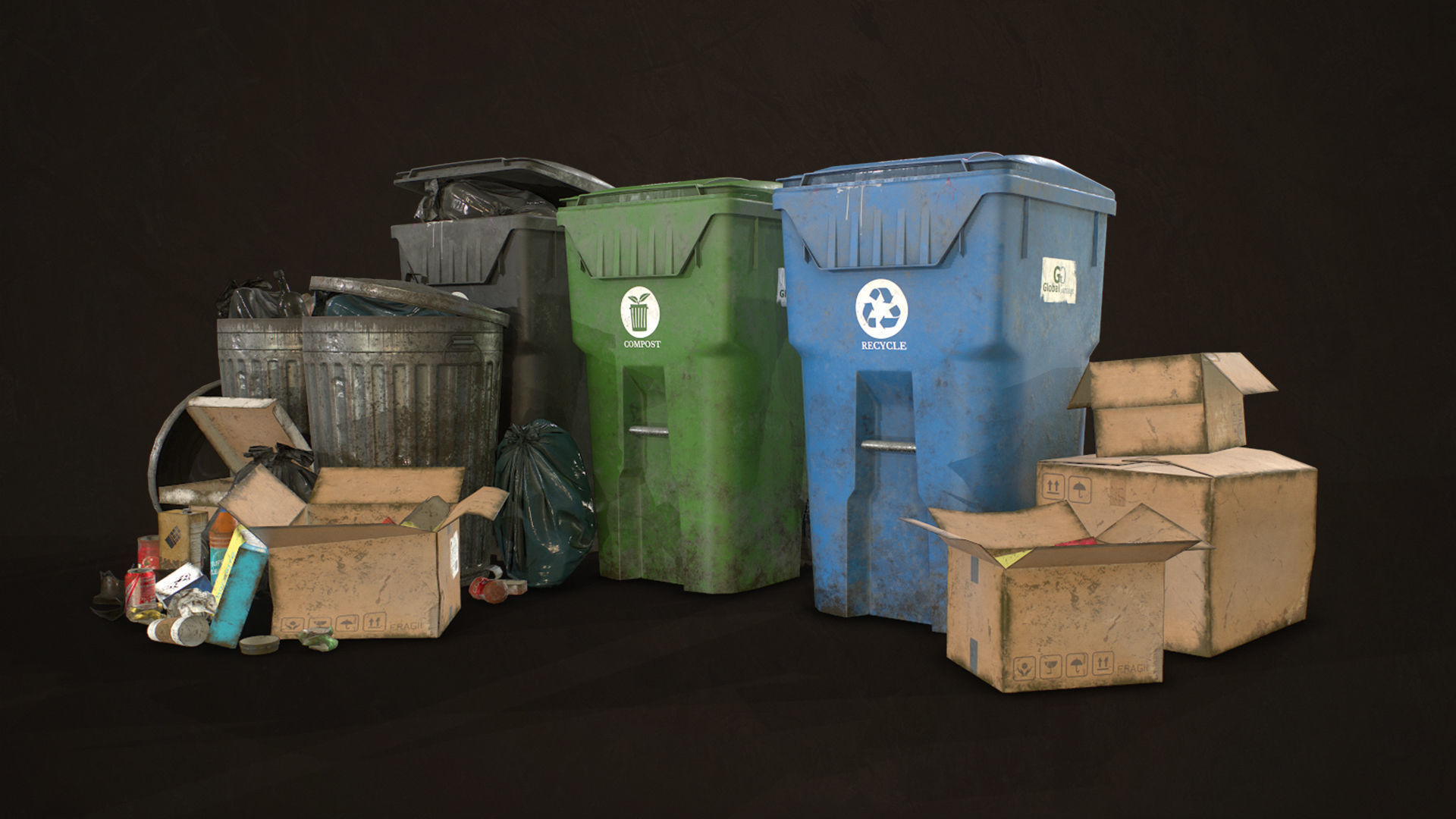 Urban Trash Pack Vol 2 Low-poly 3D model_7