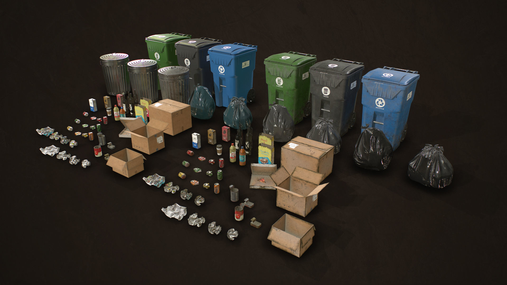 Urban Trash Pack Vol 2 Low-poly 3D model_9