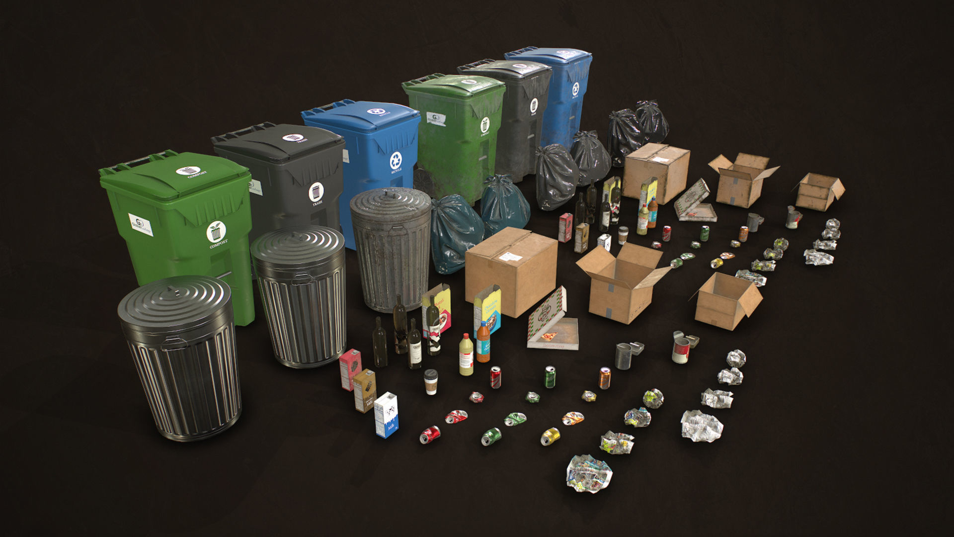Urban Trash Pack Vol 2 Low-poly 3D model_10