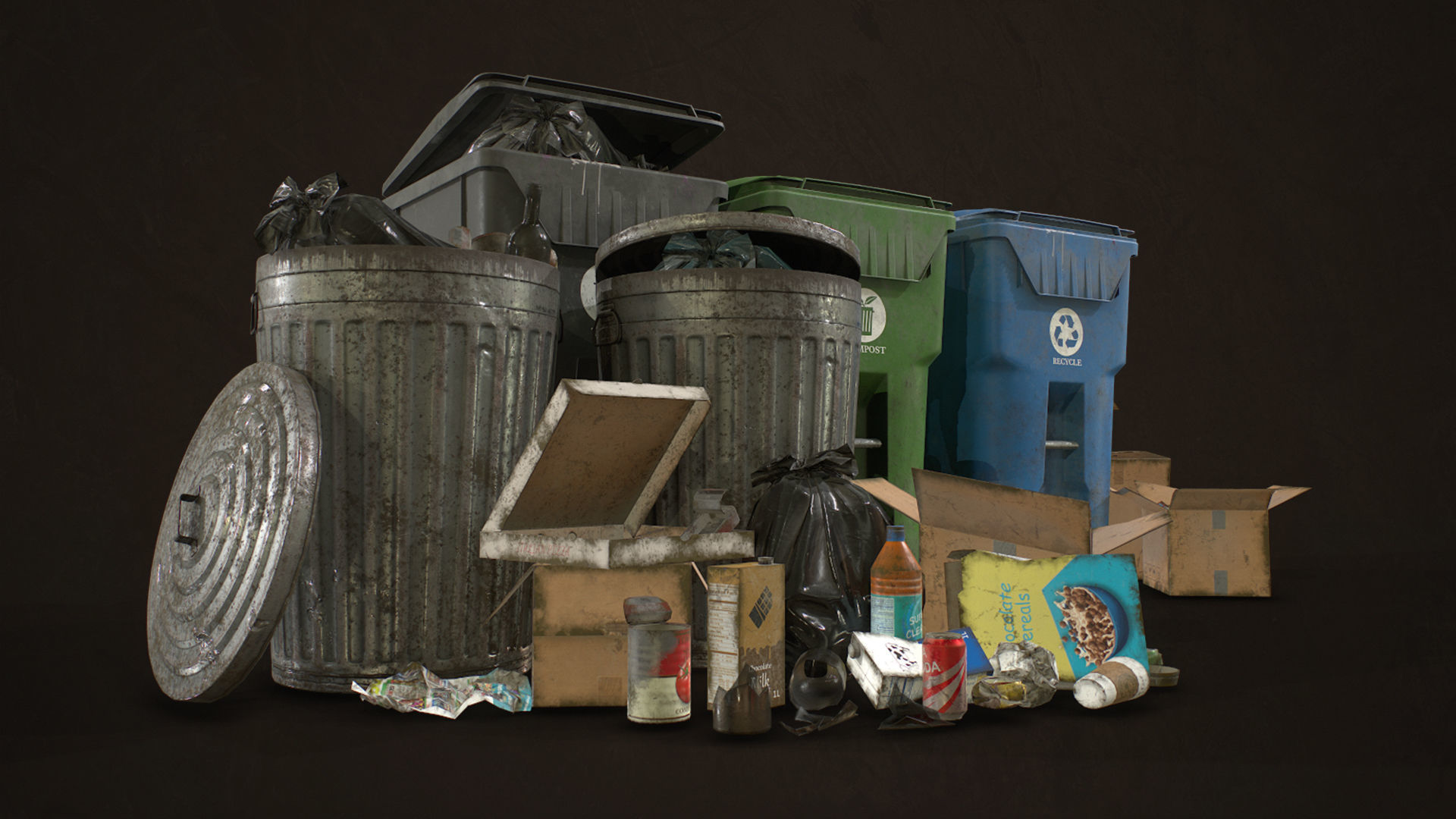 Urban Trash Pack Vol 2 Low-poly 3D model_4