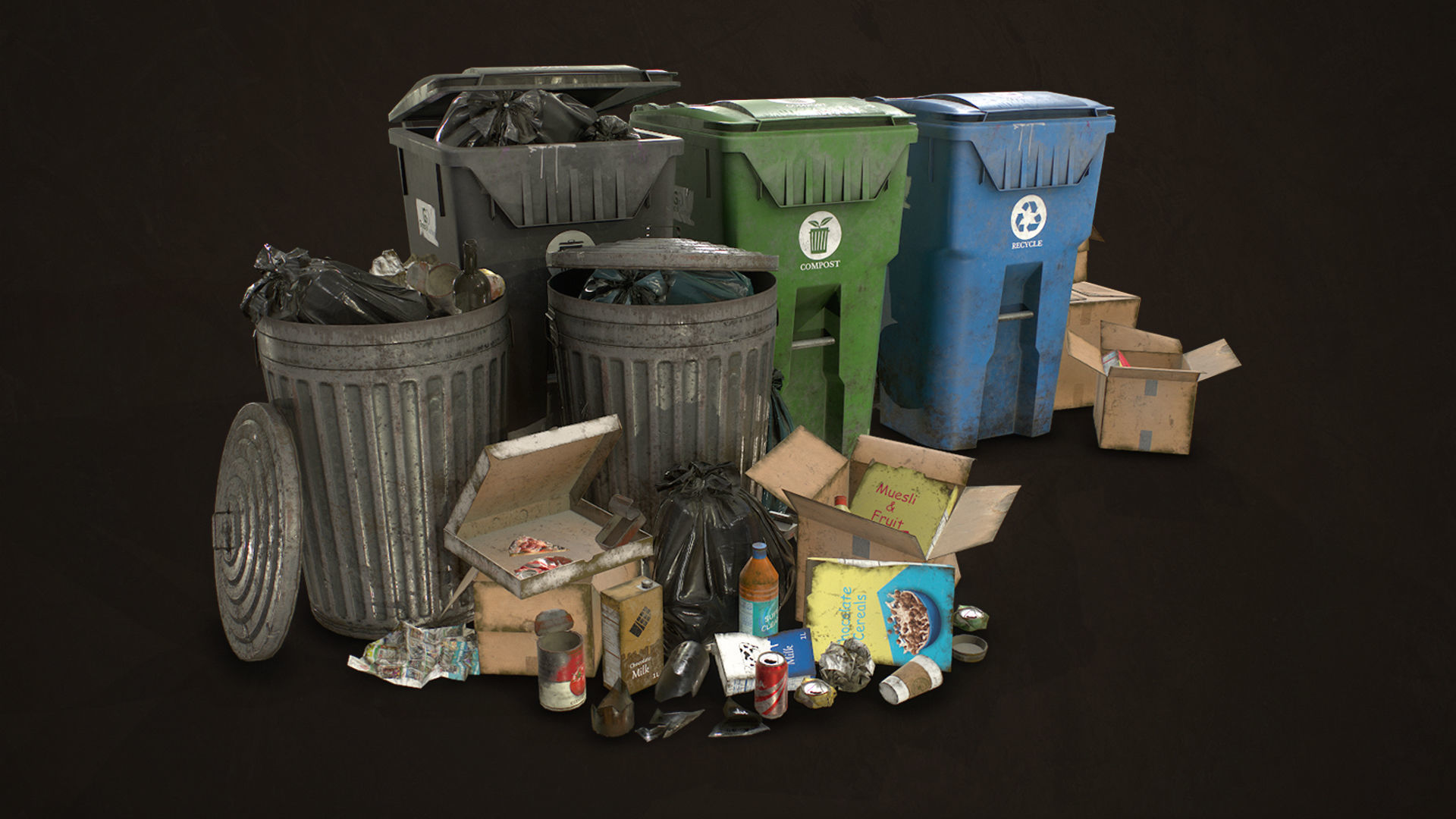 Urban Trash Pack Vol 2 Low-poly 3D model_6