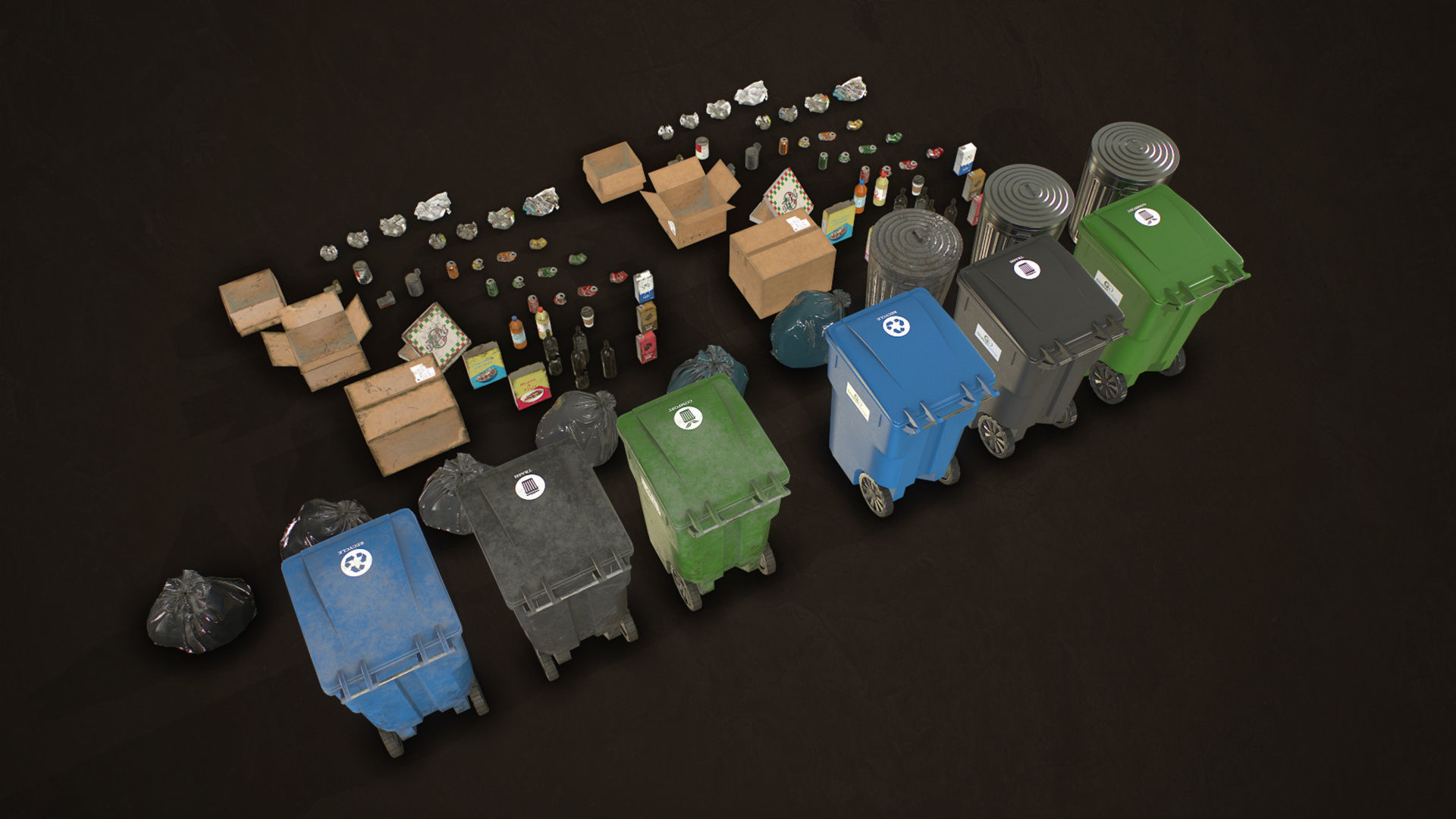 Urban Trash Pack Vol 2 Low-poly 3D model_11