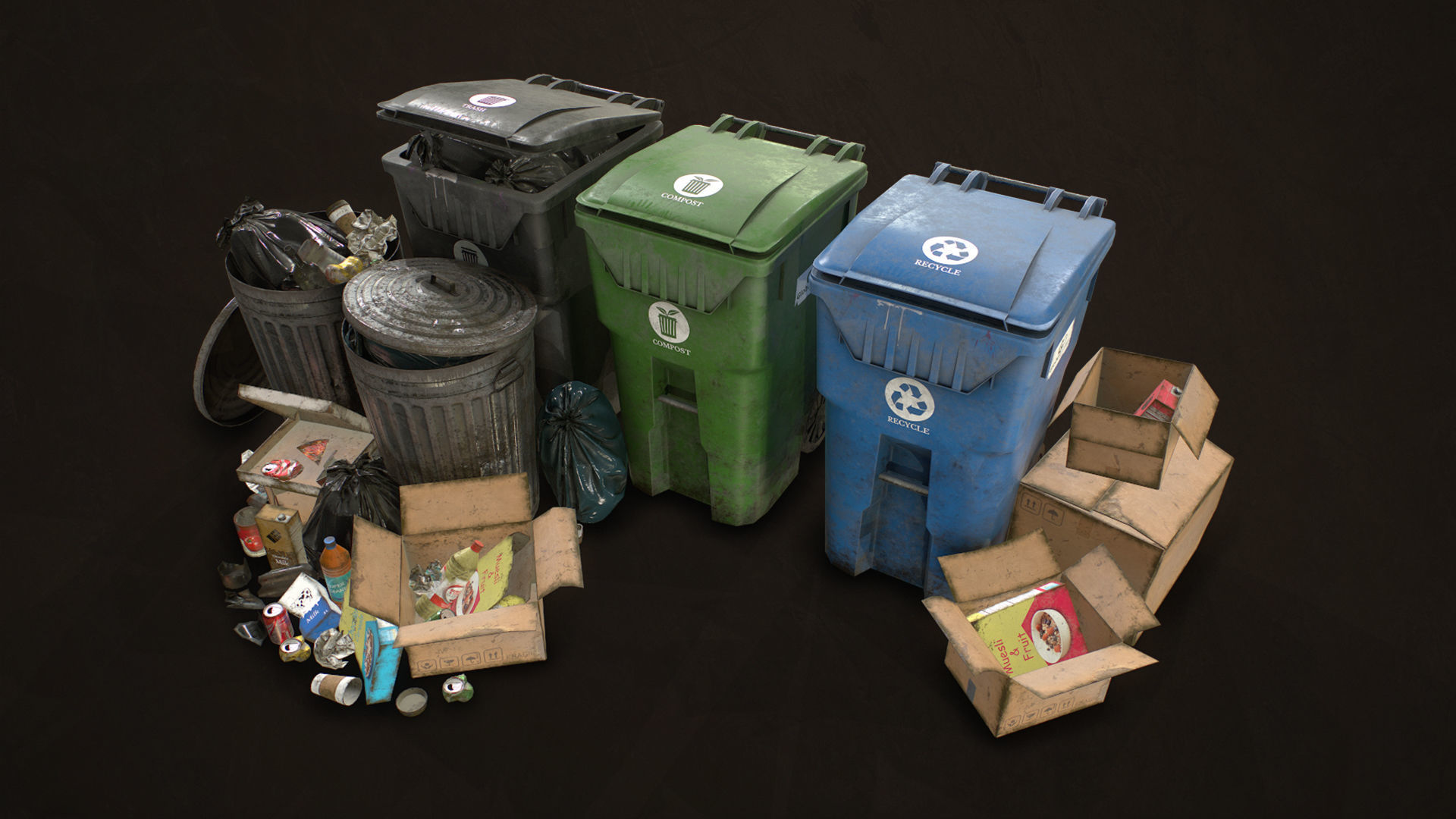 Urban Trash Pack Vol 2 Low-poly 3D model_2