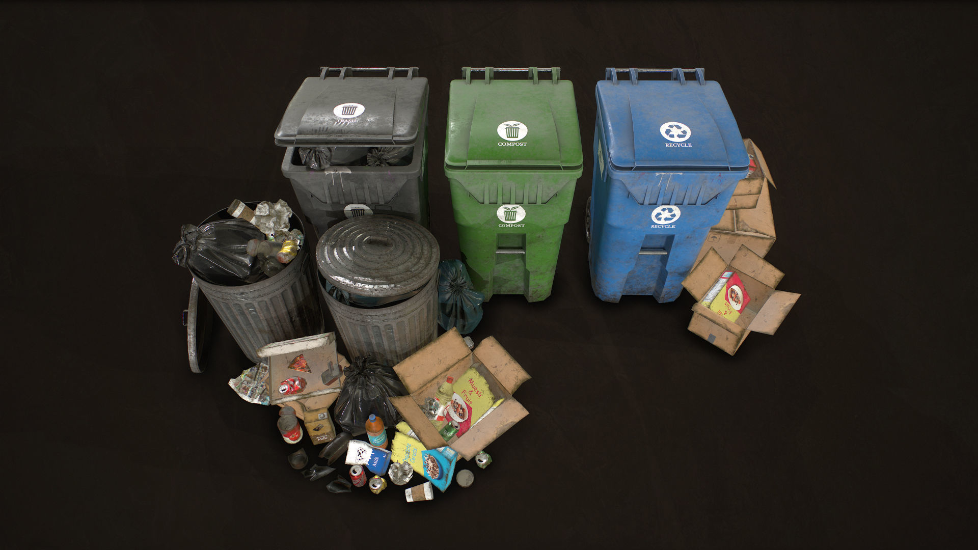 Urban Trash Pack Vol 2 Low-poly 3D model_5