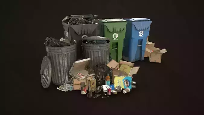 Urban Trash Pack Vol 2 Low-poly 3D model