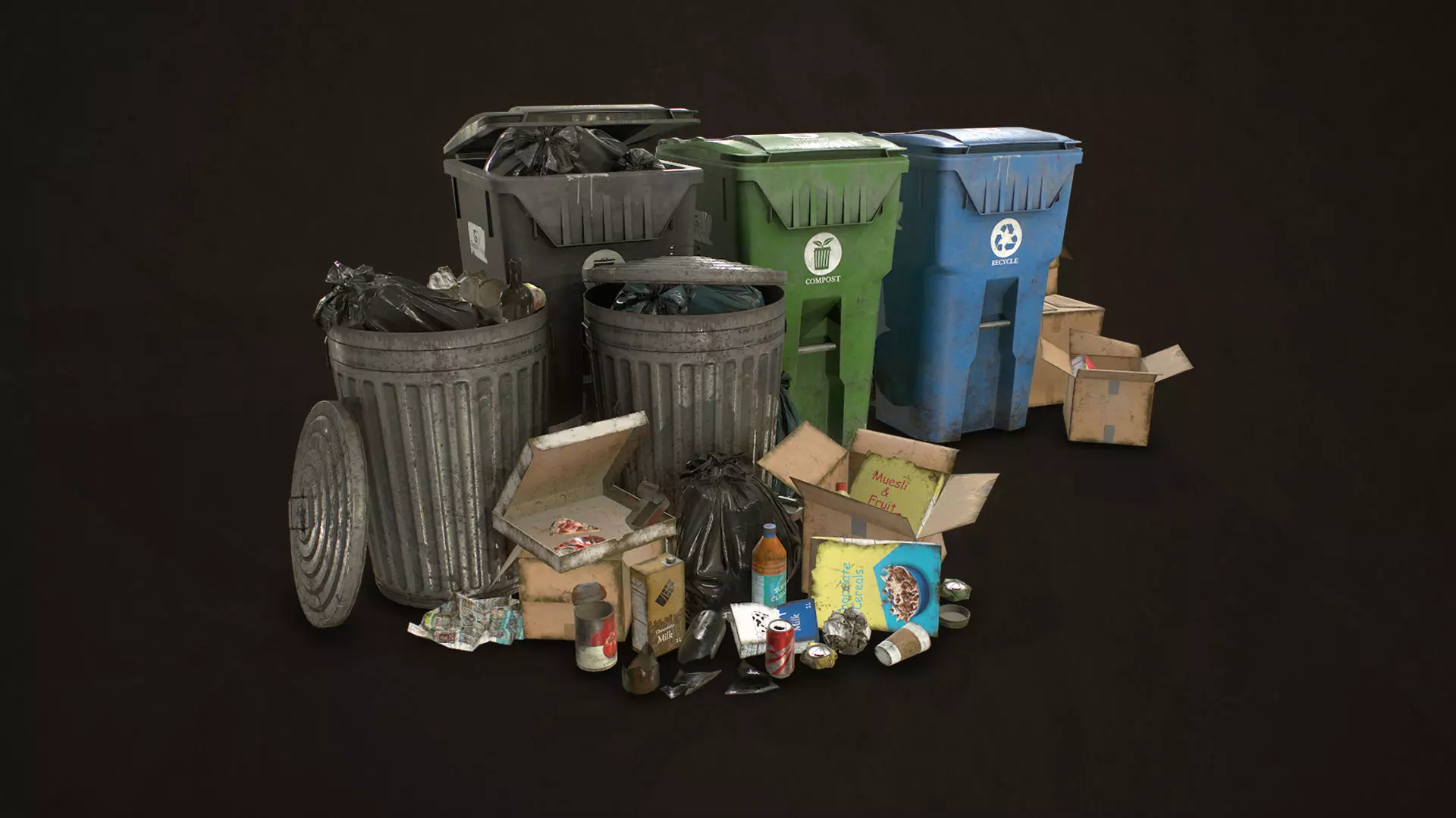 Urban Trash Pack Vol 2 Low-poly 3D model_0