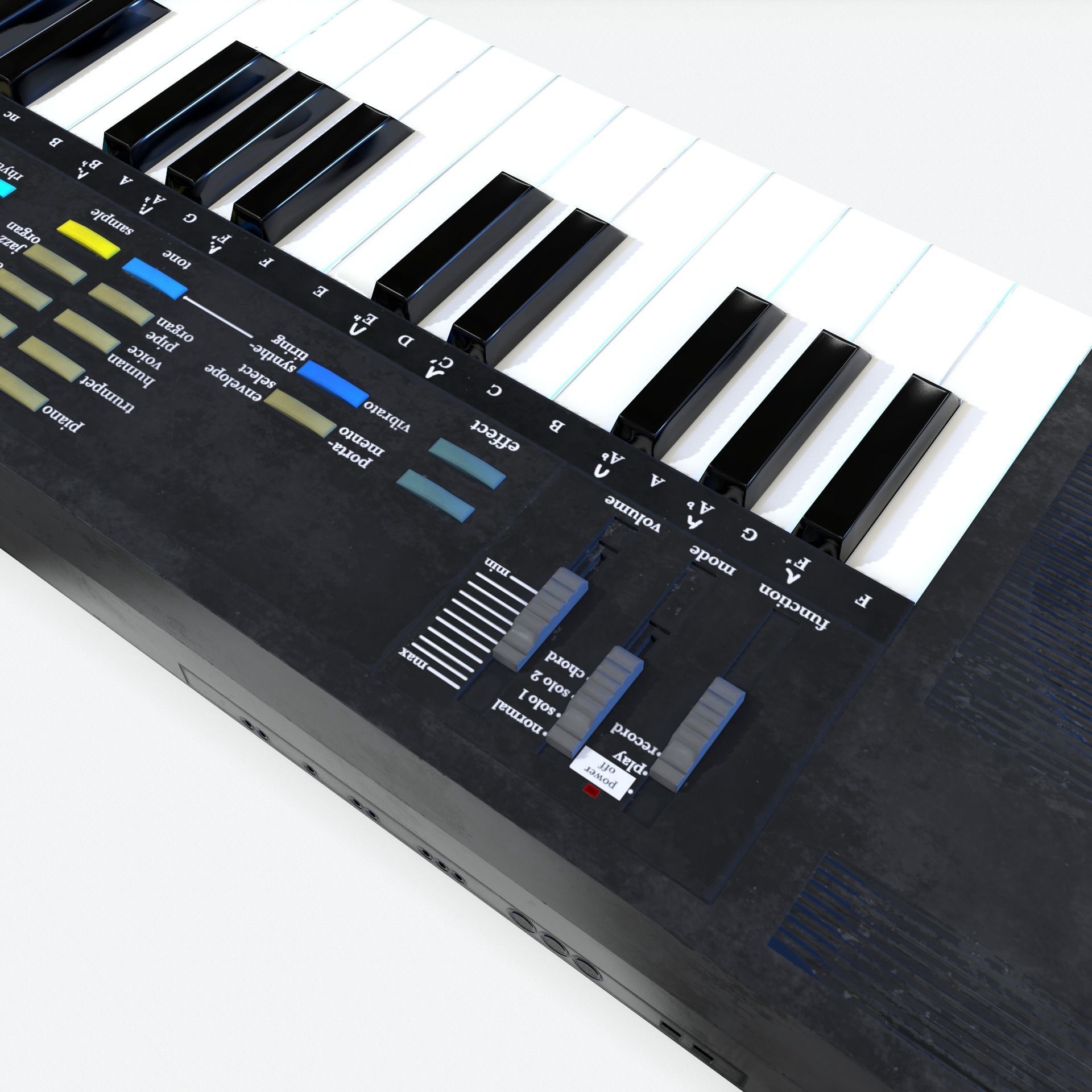 Synthesizer PBR Low Poly electronic keyboard Low-poly 3D model_9
