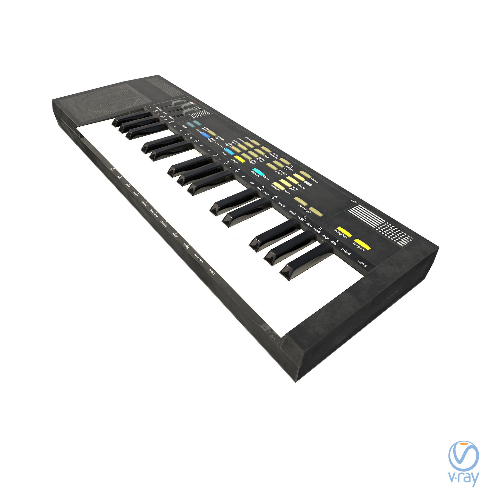 Synthesizer PBR Low Poly electronic keyboard Low-poly 3D model_19