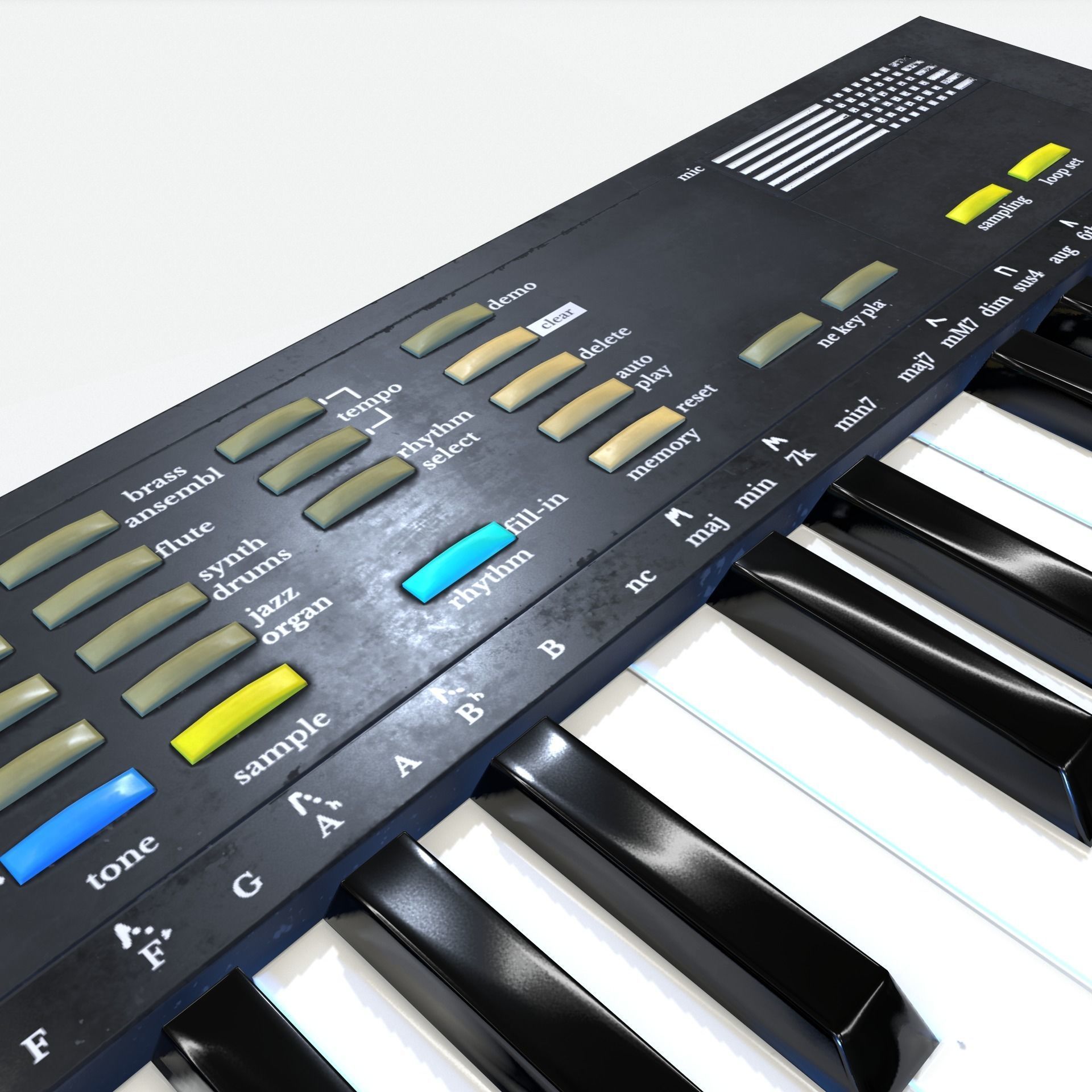 Synthesizer PBR Low Poly electronic keyboard Low-poly 3D model_7
