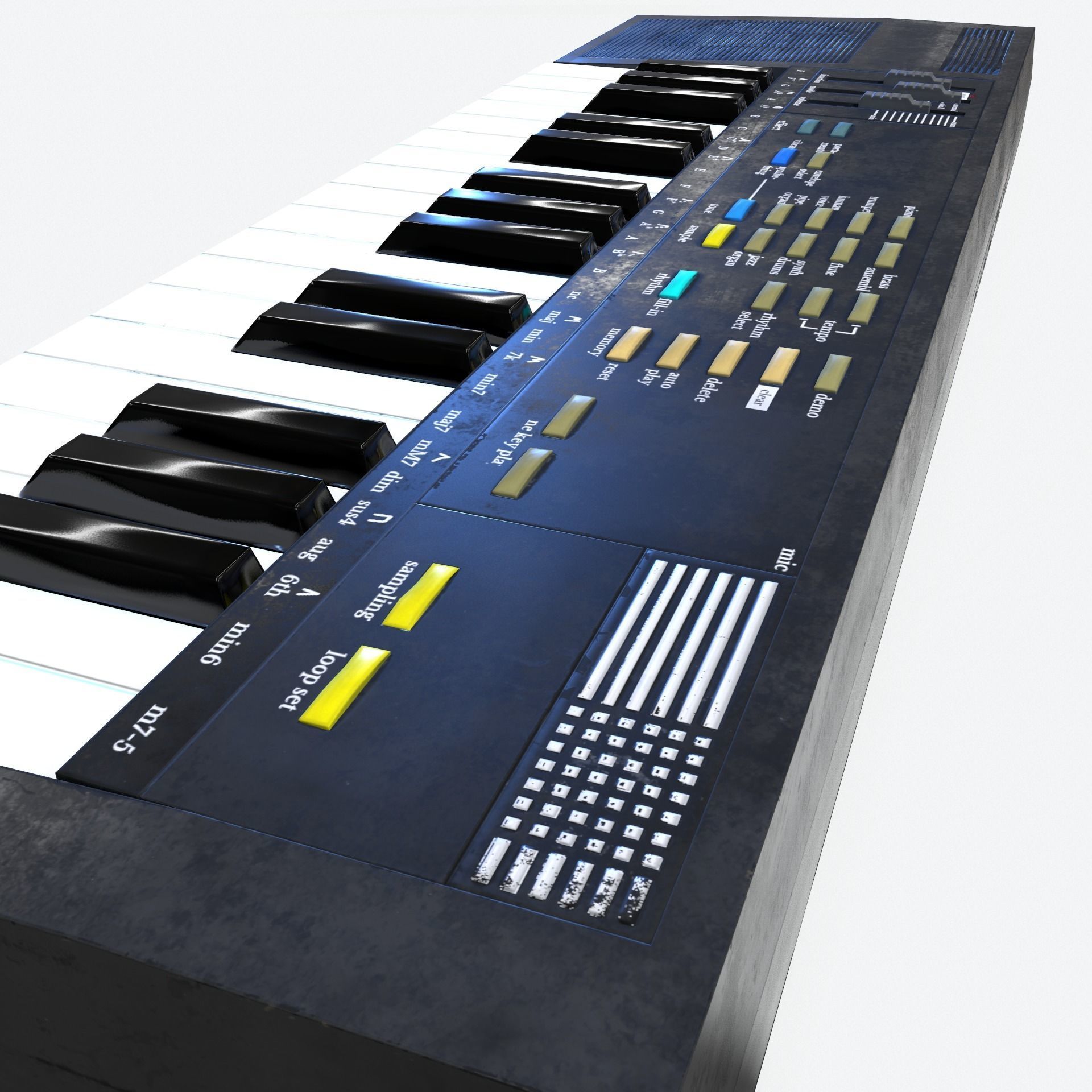 Synthesizer PBR Low Poly electronic keyboard Low-poly 3D model_10