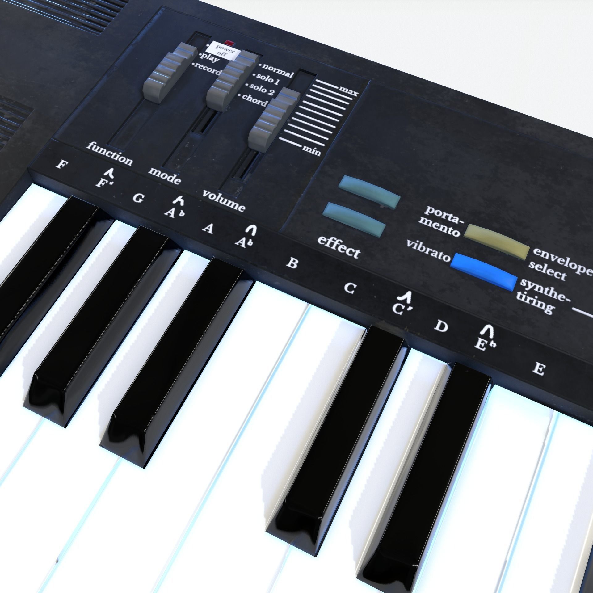 Synthesizer PBR Low Poly electronic keyboard Low-poly 3D model_6