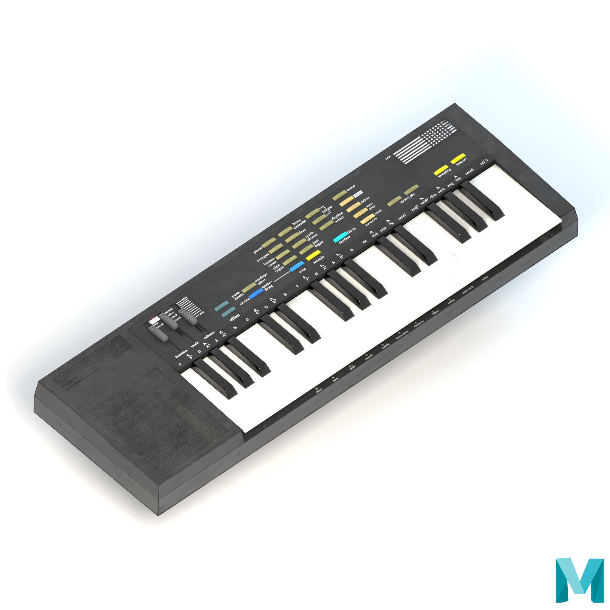 Synthesizer PBR Low Poly electronic keyboard Low-poly 3D model_21