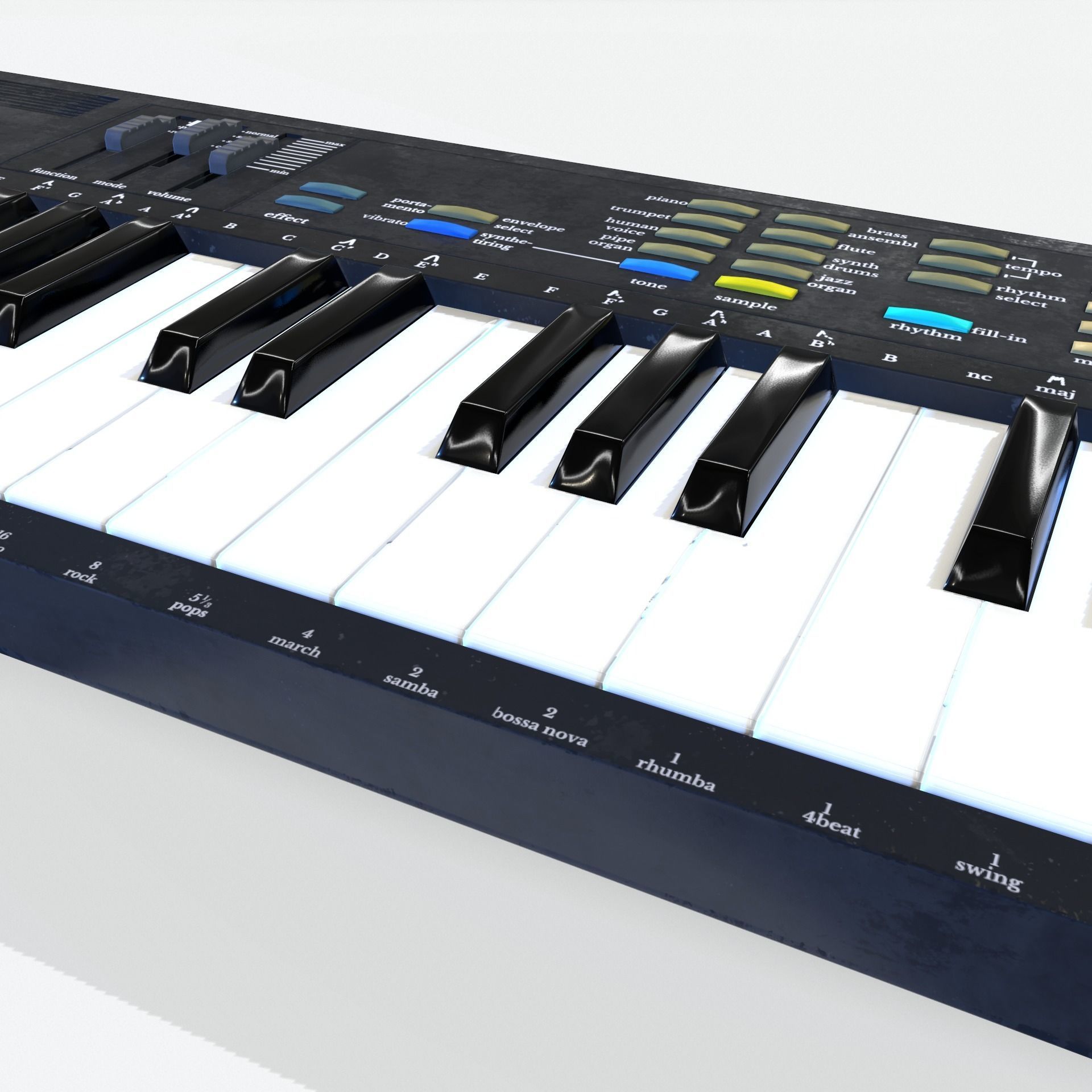 Synthesizer PBR Low Poly electronic keyboard Low-poly 3D model_8