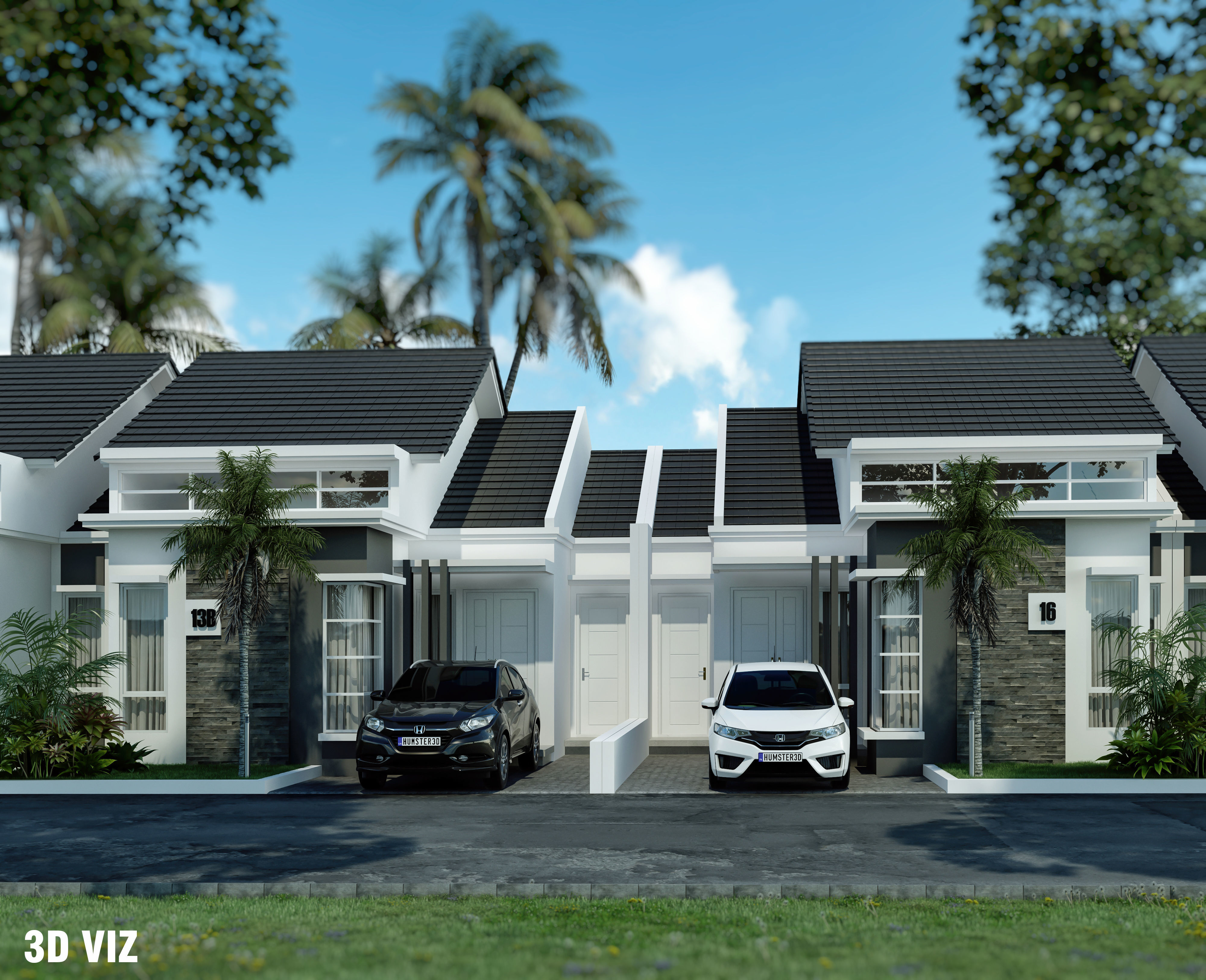 Minimalist 1 Storey Housing 3D model_1