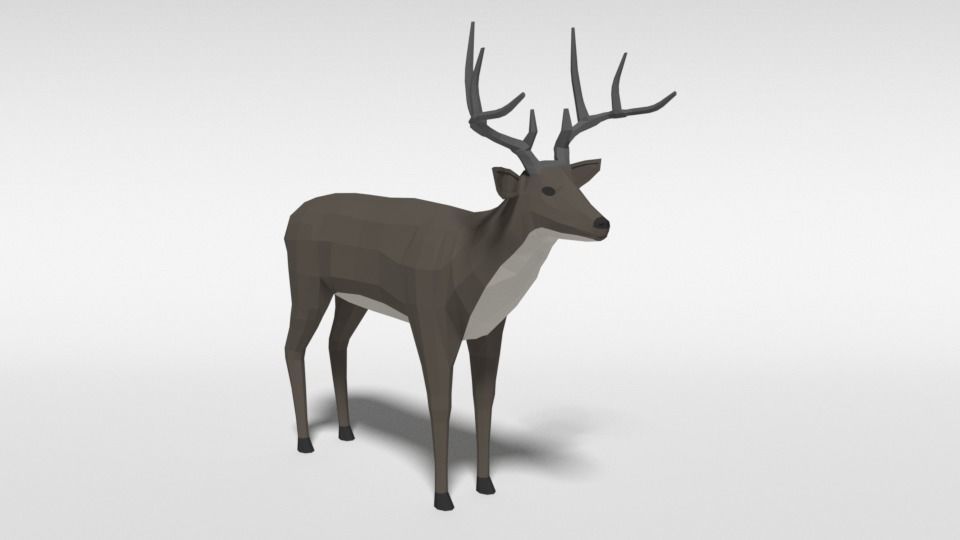Low Poly Cartoon White-tailed Deer Low-poly 3D model_6