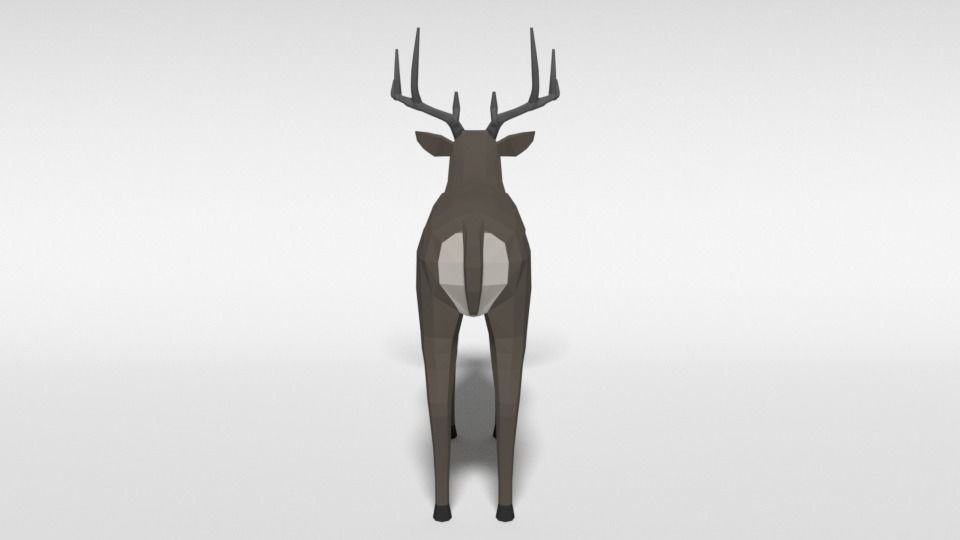 Low Poly Cartoon White-tailed Deer Low-poly 3D model_3