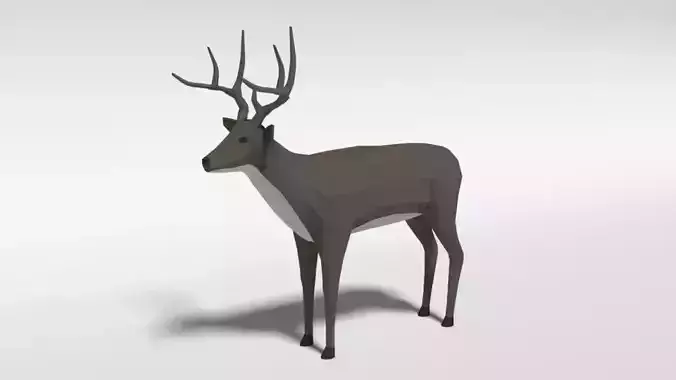 Low Poly Cartoon White-tailed Deer