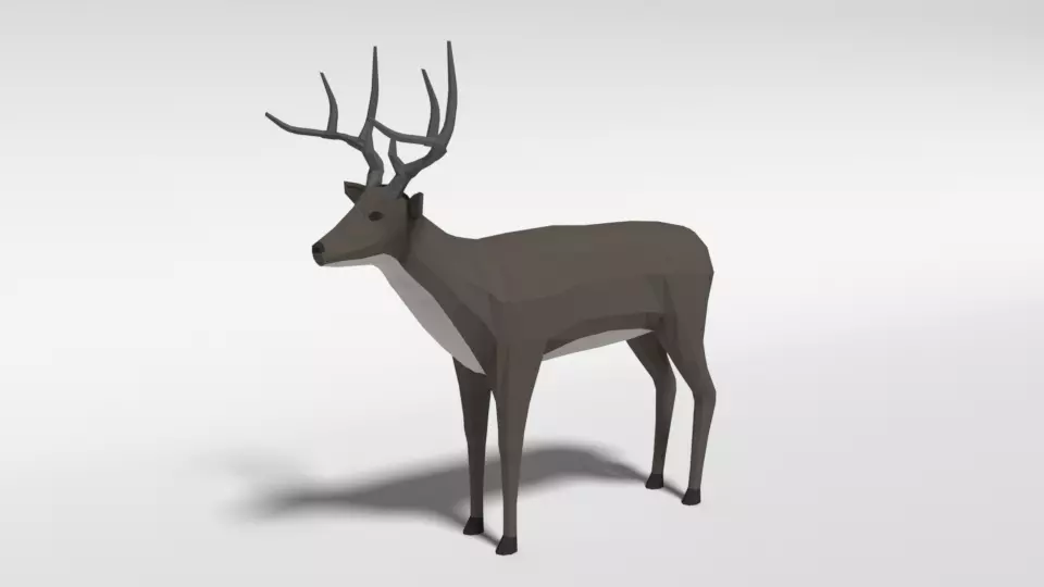 Low Poly Cartoon White-tailed Deer Low-poly 3D model_0