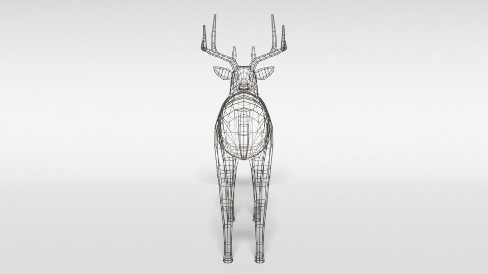 Low Poly Cartoon White-tailed Deer Low-poly 3D model_12