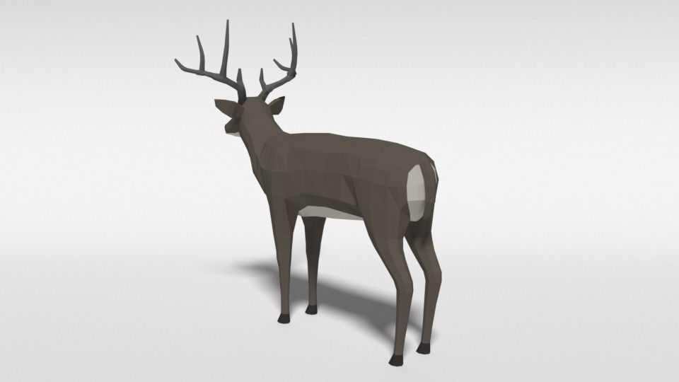 Low Poly Cartoon White-tailed Deer Low-poly 3D model_2