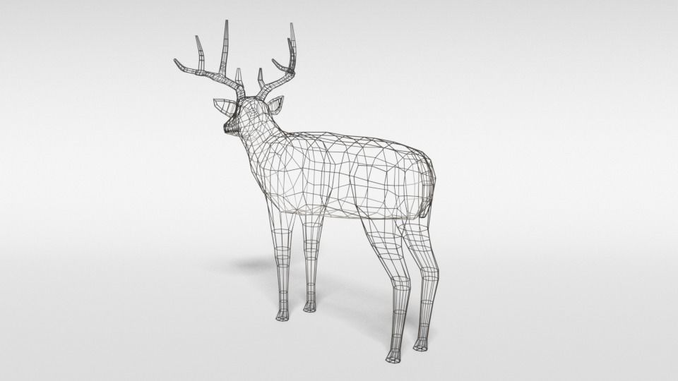 Low Poly Cartoon White-tailed Deer Low-poly 3D model_11