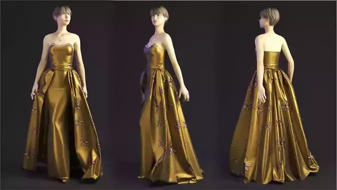 Golden Evening Dress Classic  