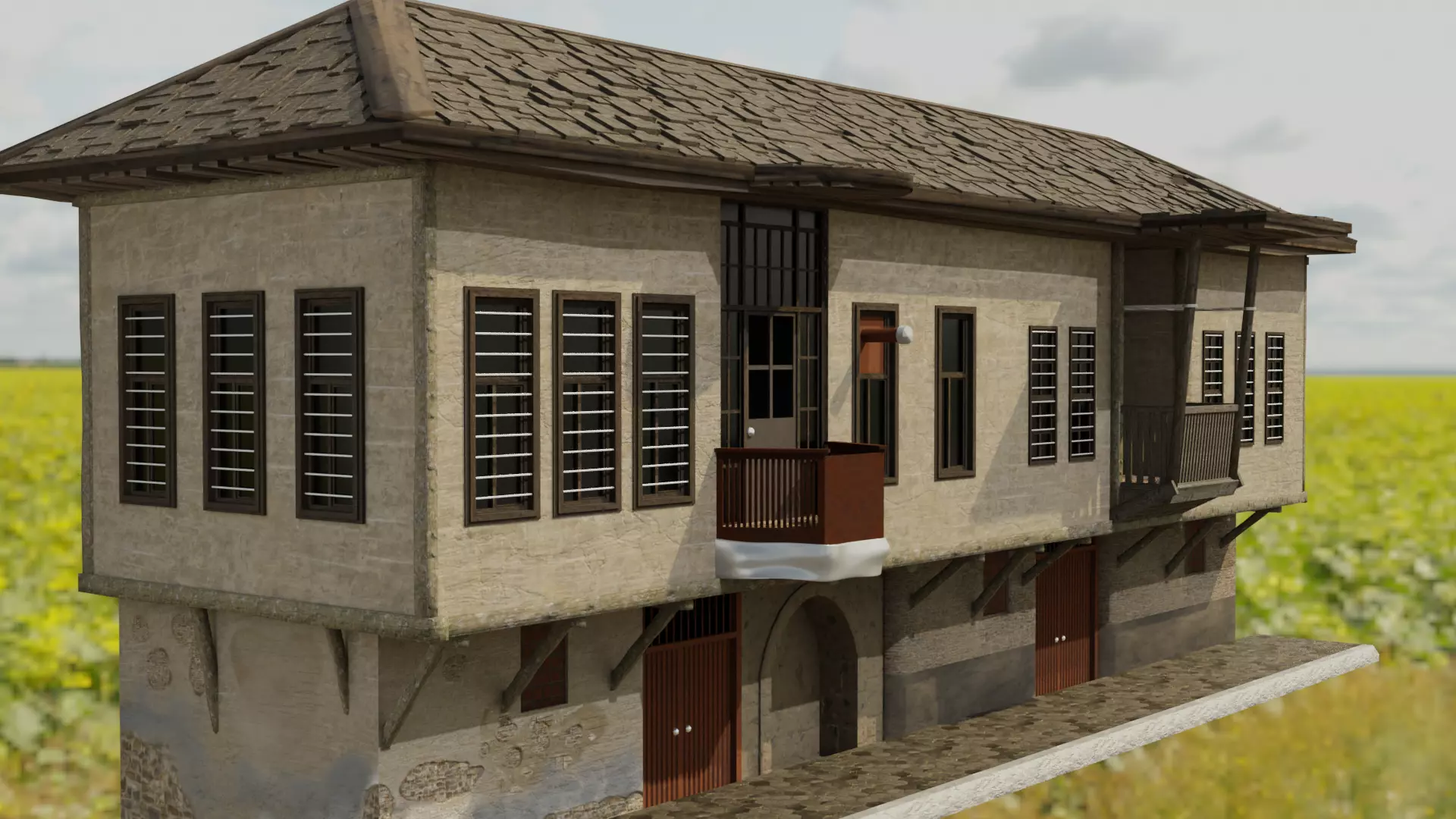 House old in philippines Low-poly 3D model_0