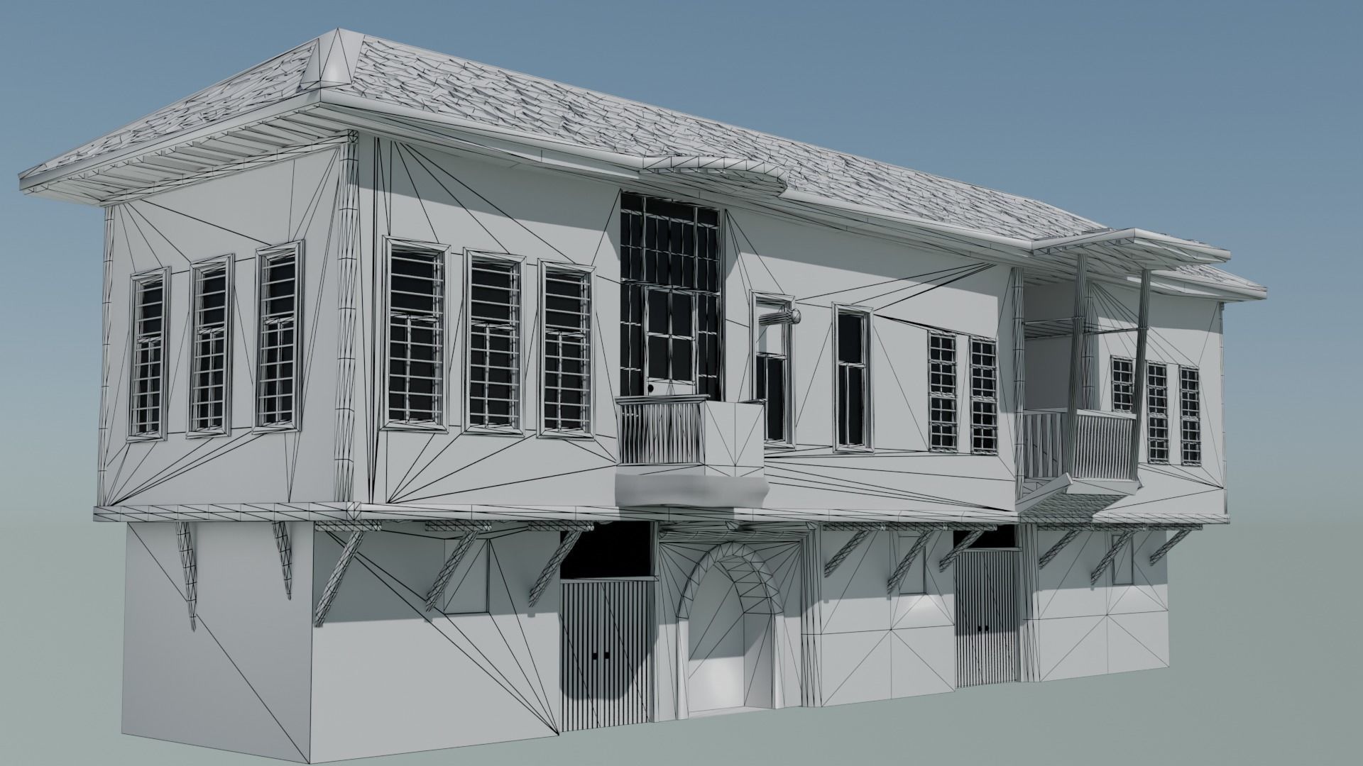 House old in philippines Low-poly 3D model_6