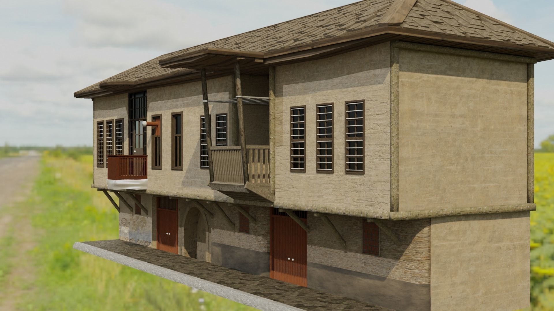 House old in philippines Low-poly 3D model_2