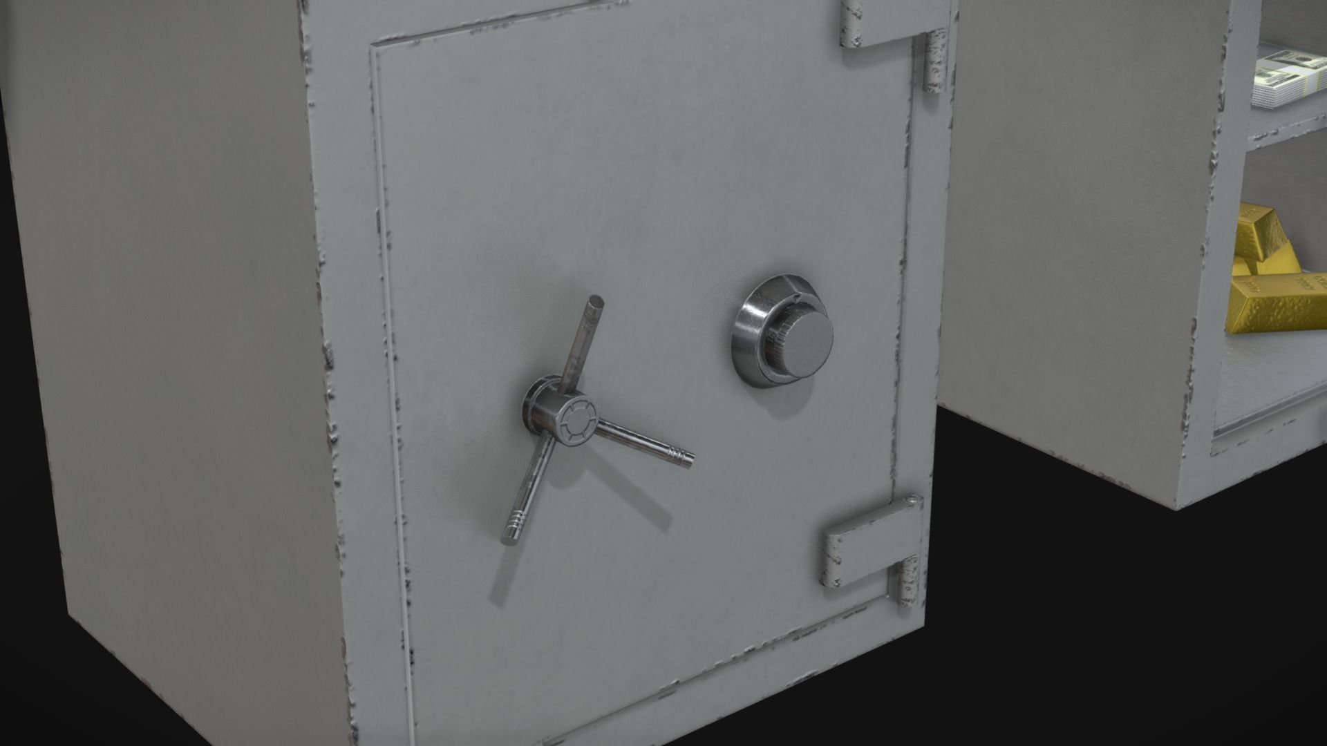 Lowpoly Safebox two safe boxes with gold coins inside Free low-poly 3D model_2